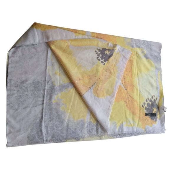 LOOK Cashmere Blend Yellow & Gray Floral Pashmina Wrap Scarf 29x72 - Picture 3 of 11